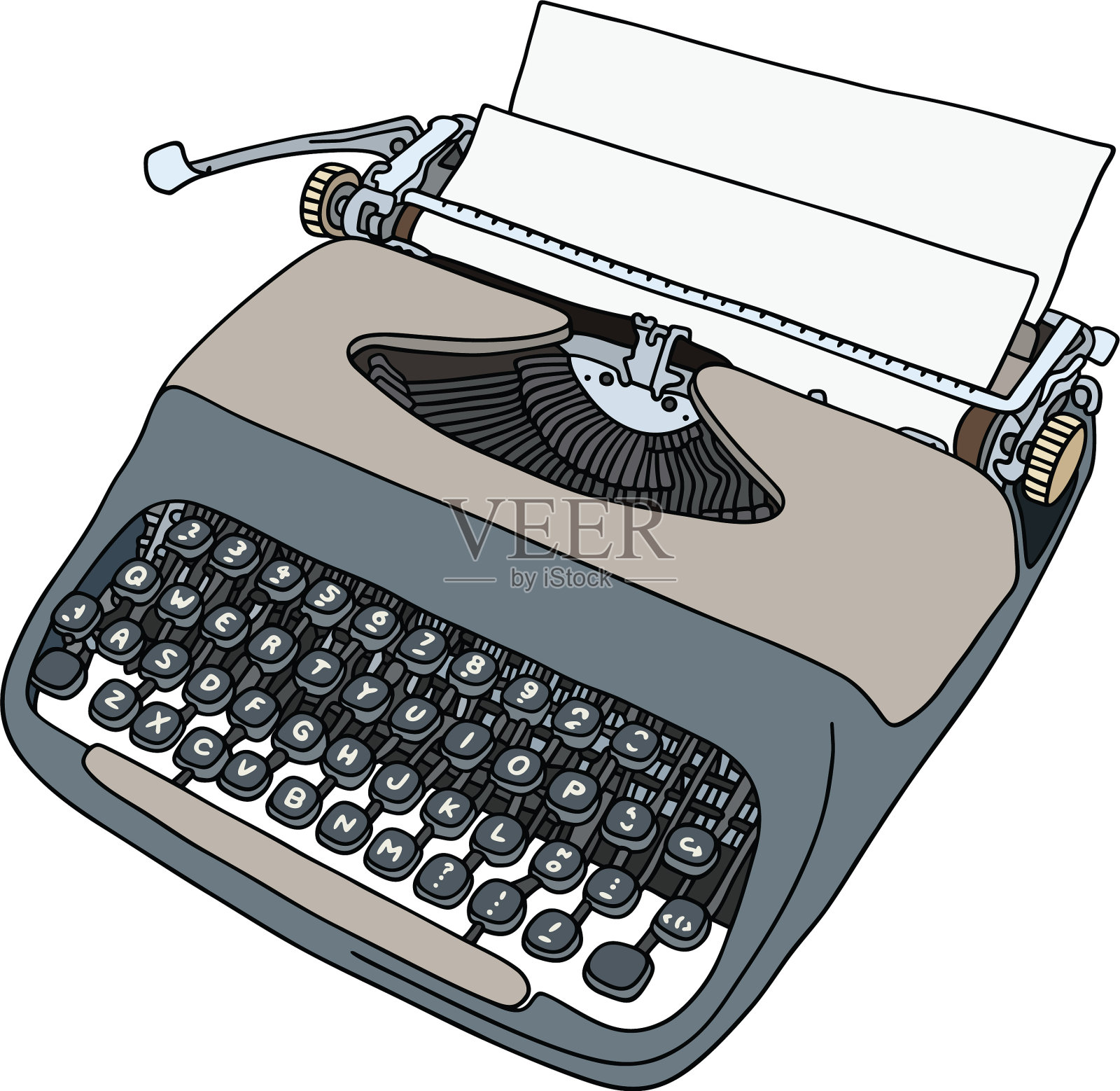 复古灰色手提打字机设计元素图片