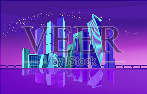 莫斯科城市霓虹插画图片素材