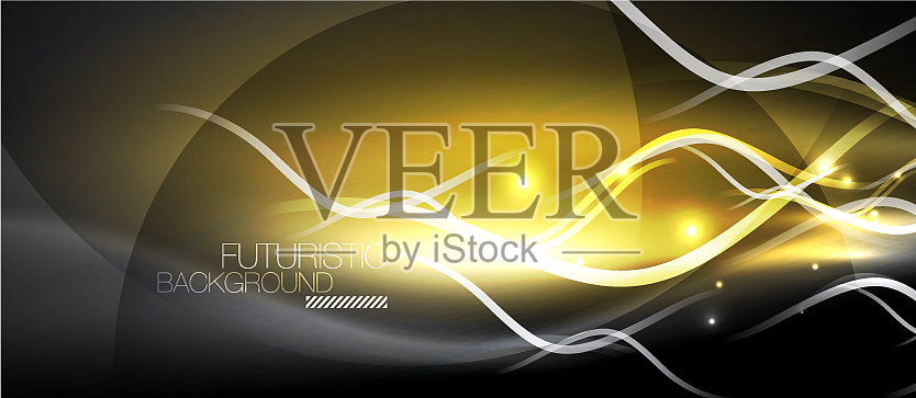 亮霓虹线波插画图片素材