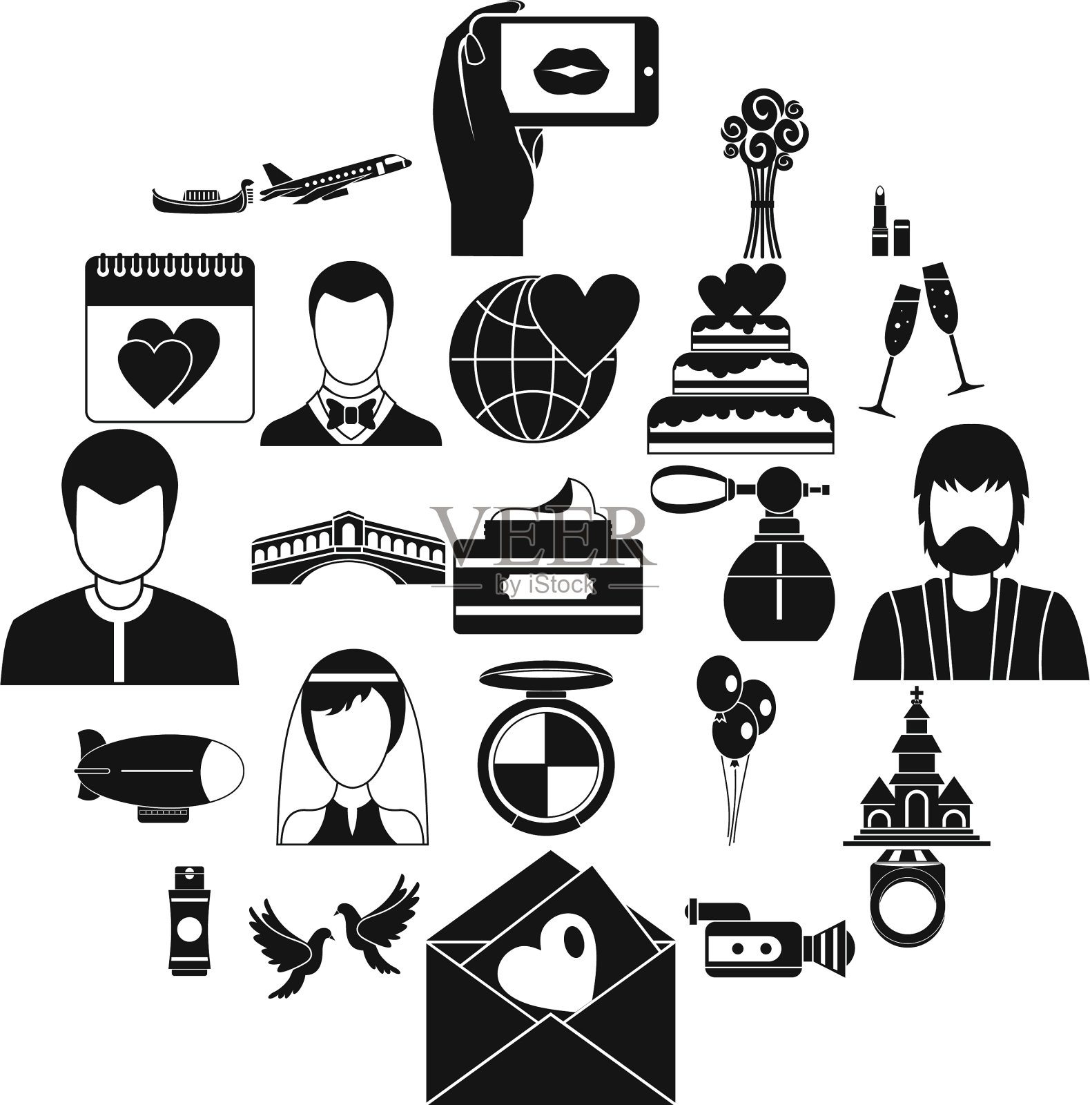 新娘偶像设定简单的风格图标素材