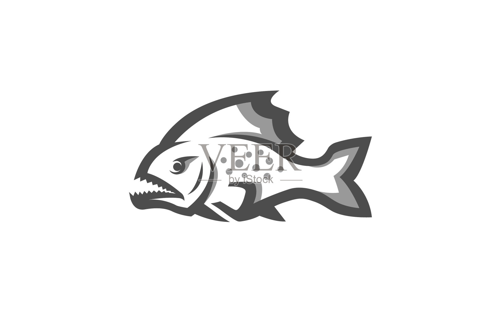 创意的白色食人鱼标志设计元素图片