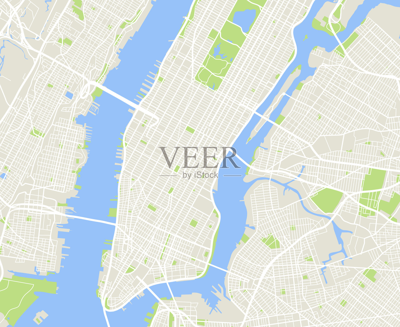 纽约和曼哈顿城市地图插画图片素材