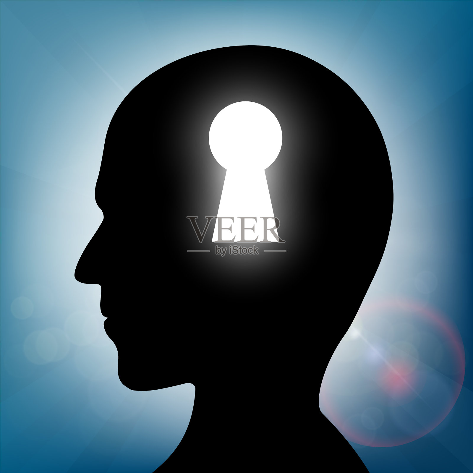 带锁眼的人头插画图片素材