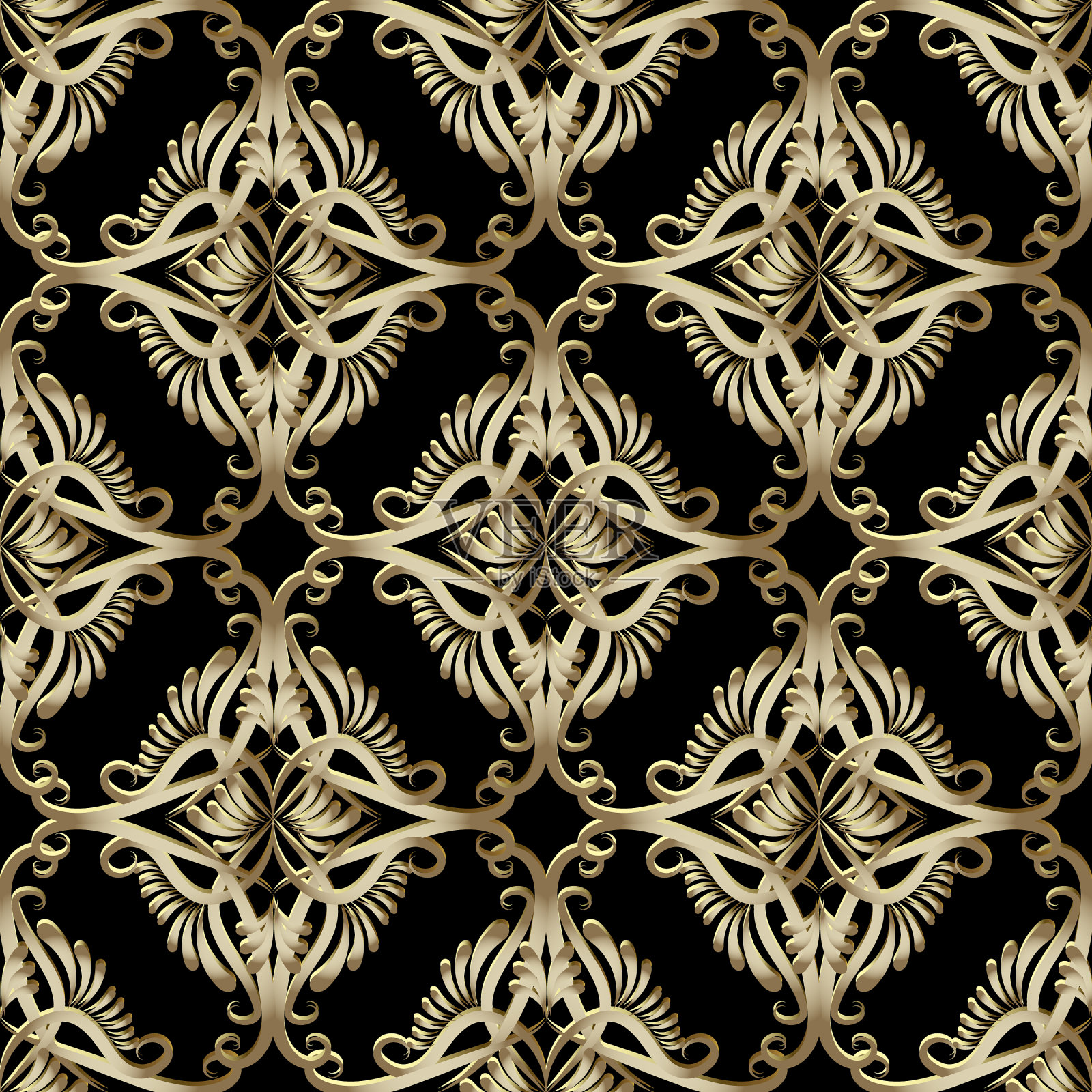 巴洛克无缝图案锦缎装饰插画图片素材