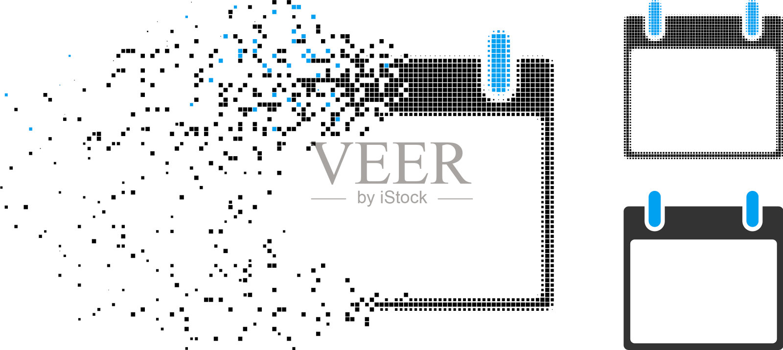 损坏的像素半色调空白日历页插画图片素材