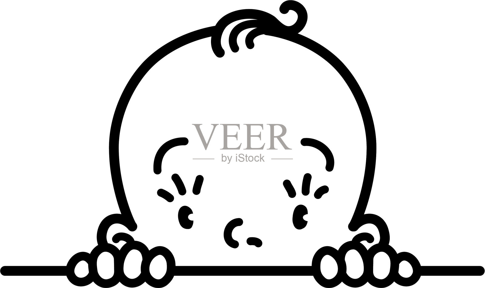 宝宝图标脸的小男孩或女孩线画设计元素图片