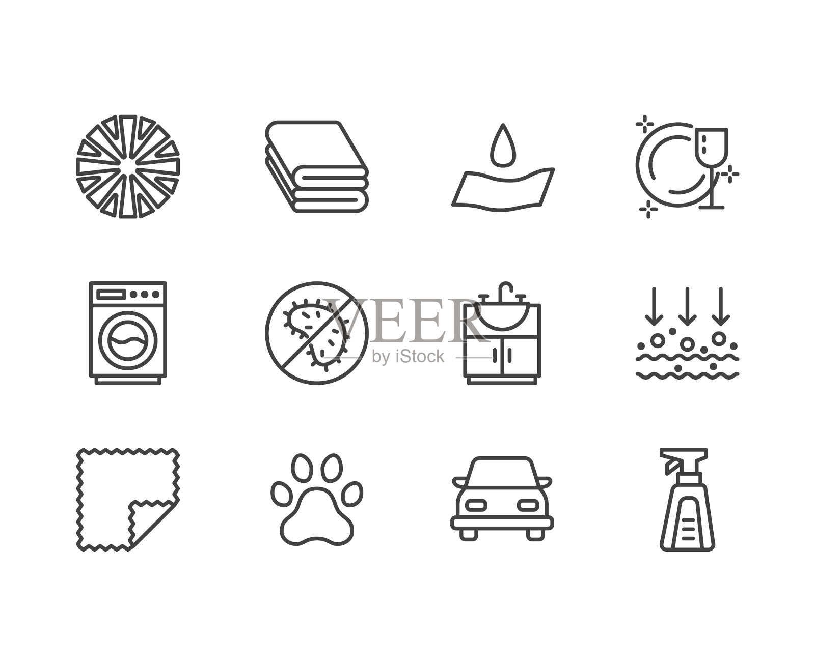 超细纤维布性能平直线条图标图标素材