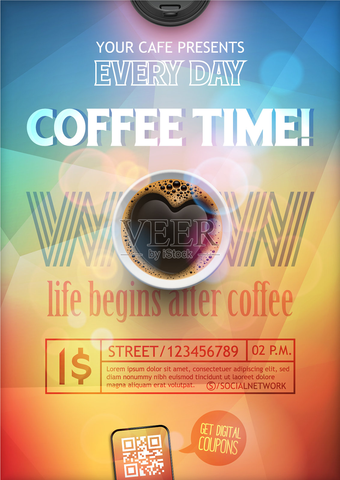 咖啡休息飞或海报布局模板插画图片素材