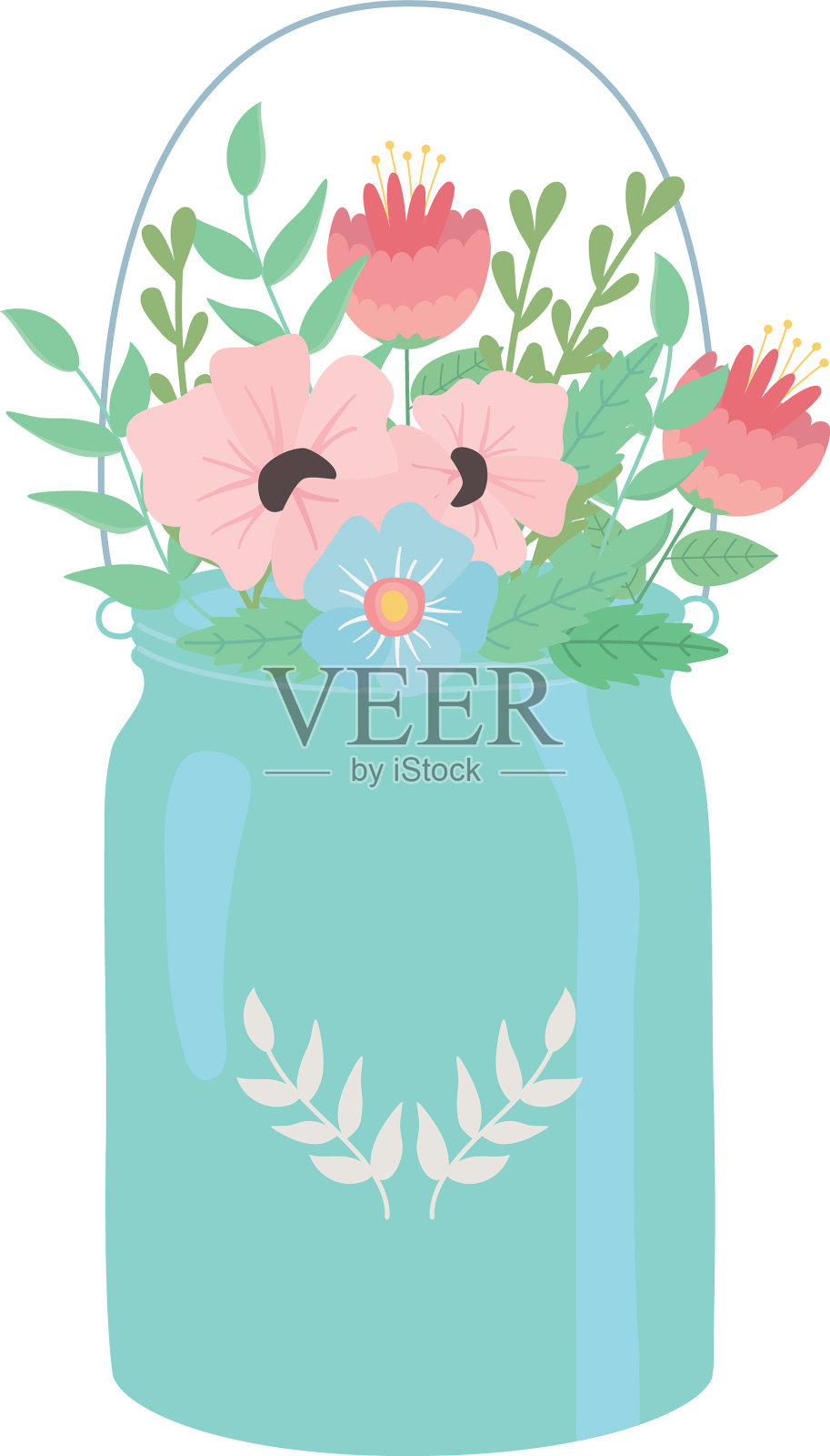 花盆内的花朵和叶子设计设计元素图片