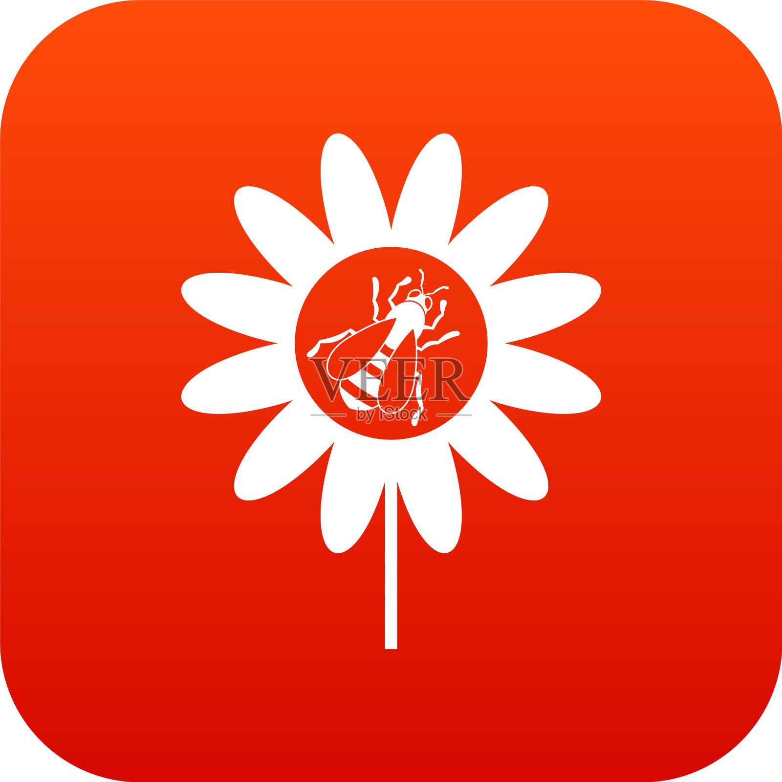 蜜蜂对花图标数字红色插画图片素材