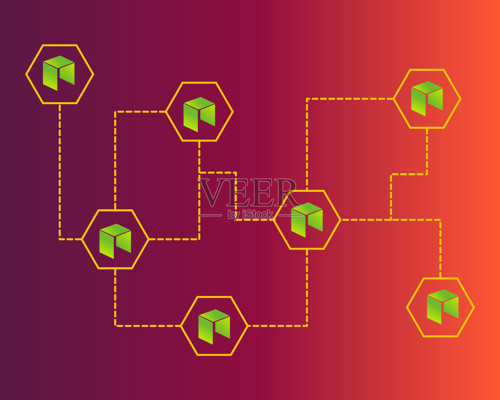 加密货币neo区块链连接风格插画图片素材