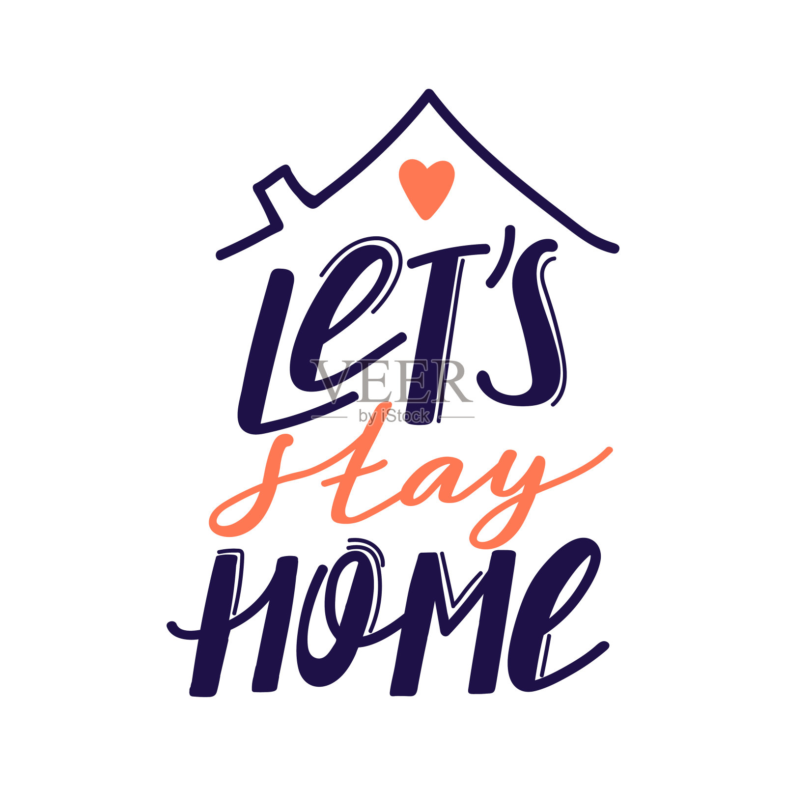 让我们呆在家里给短语写字母。2019-nCoV冠状病毒的传播。插画图片素材