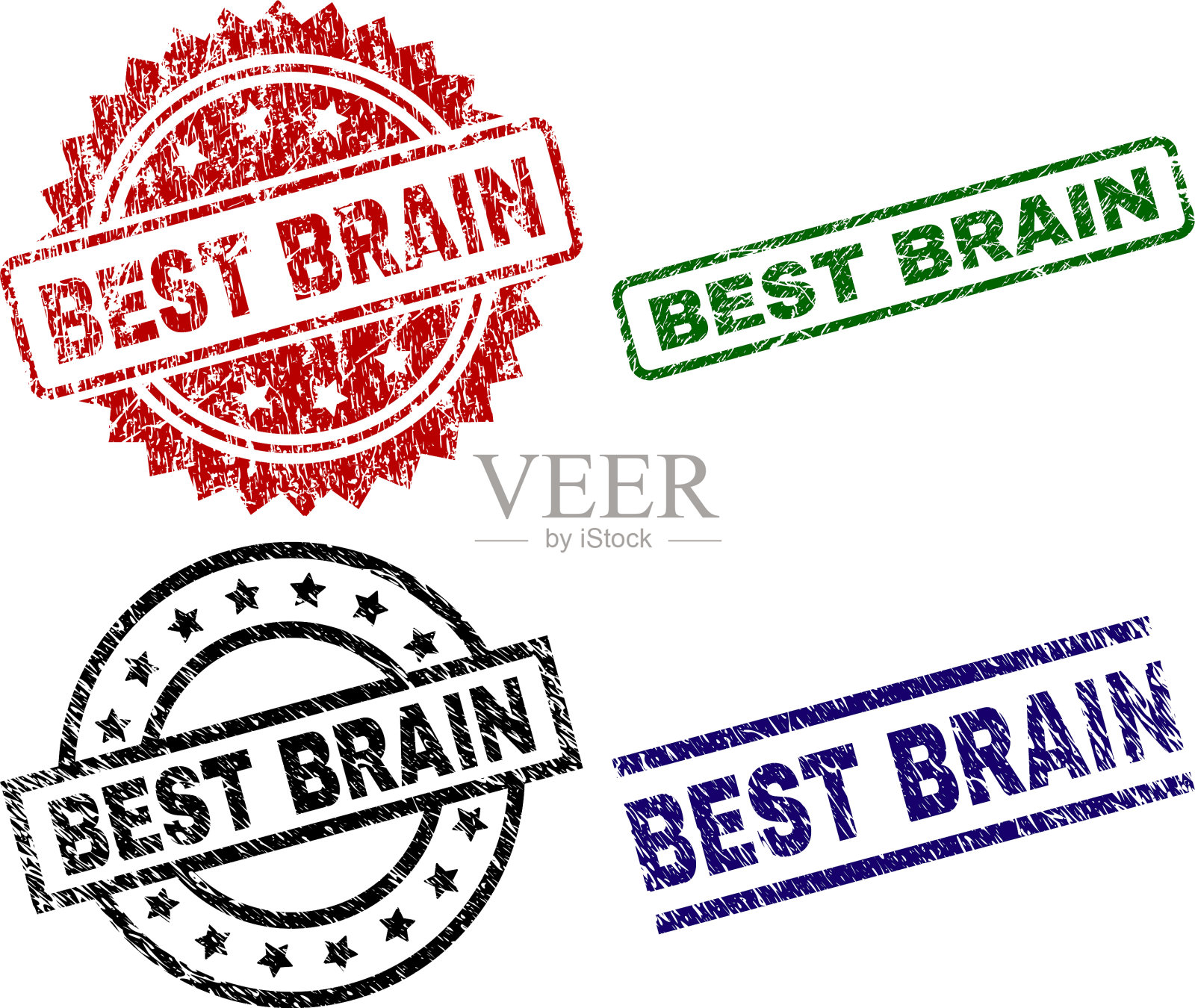 垃圾纹理最好的大脑印章设计元素图片