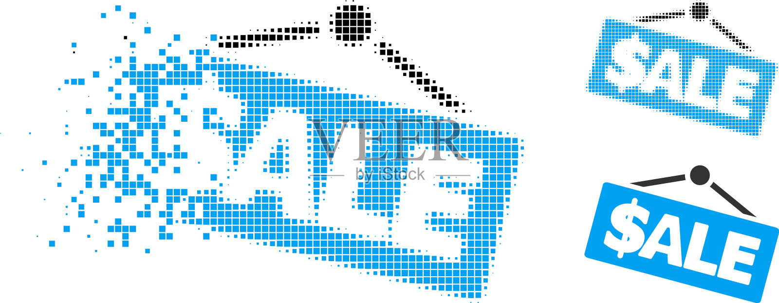 移动像素半色调销售招牌图标设计元素图片