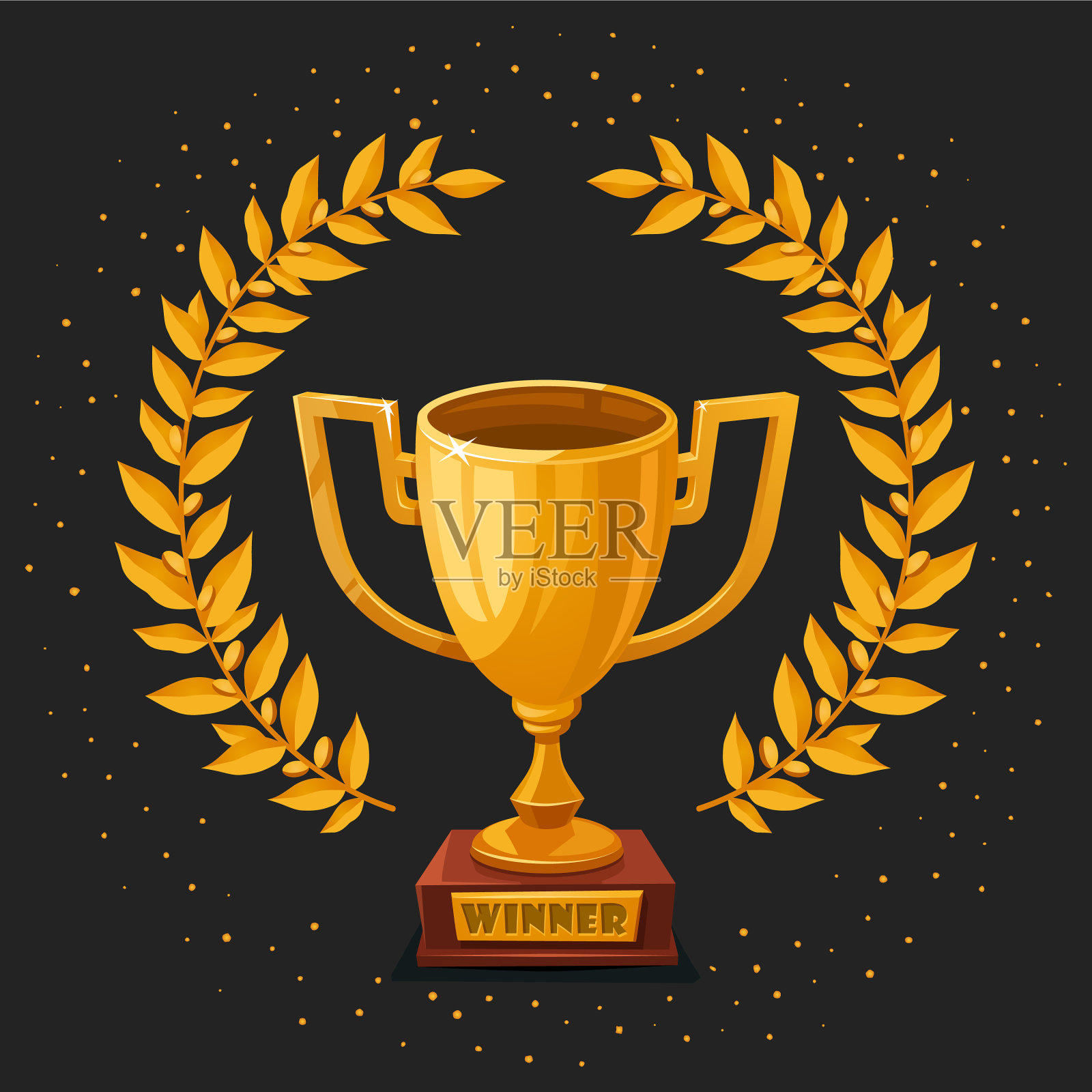 金色奖杯奖杯在黑暗的背景第一名插画图片素材