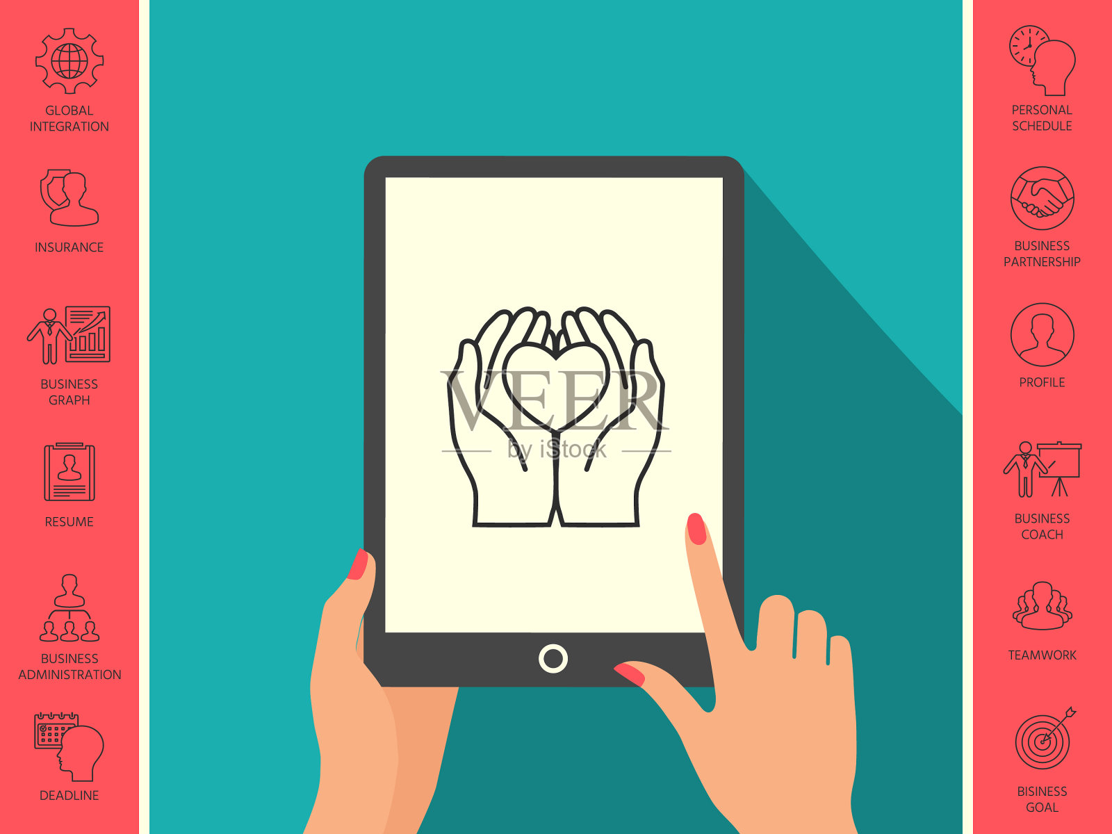 手握心脏保护图标插画图片素材