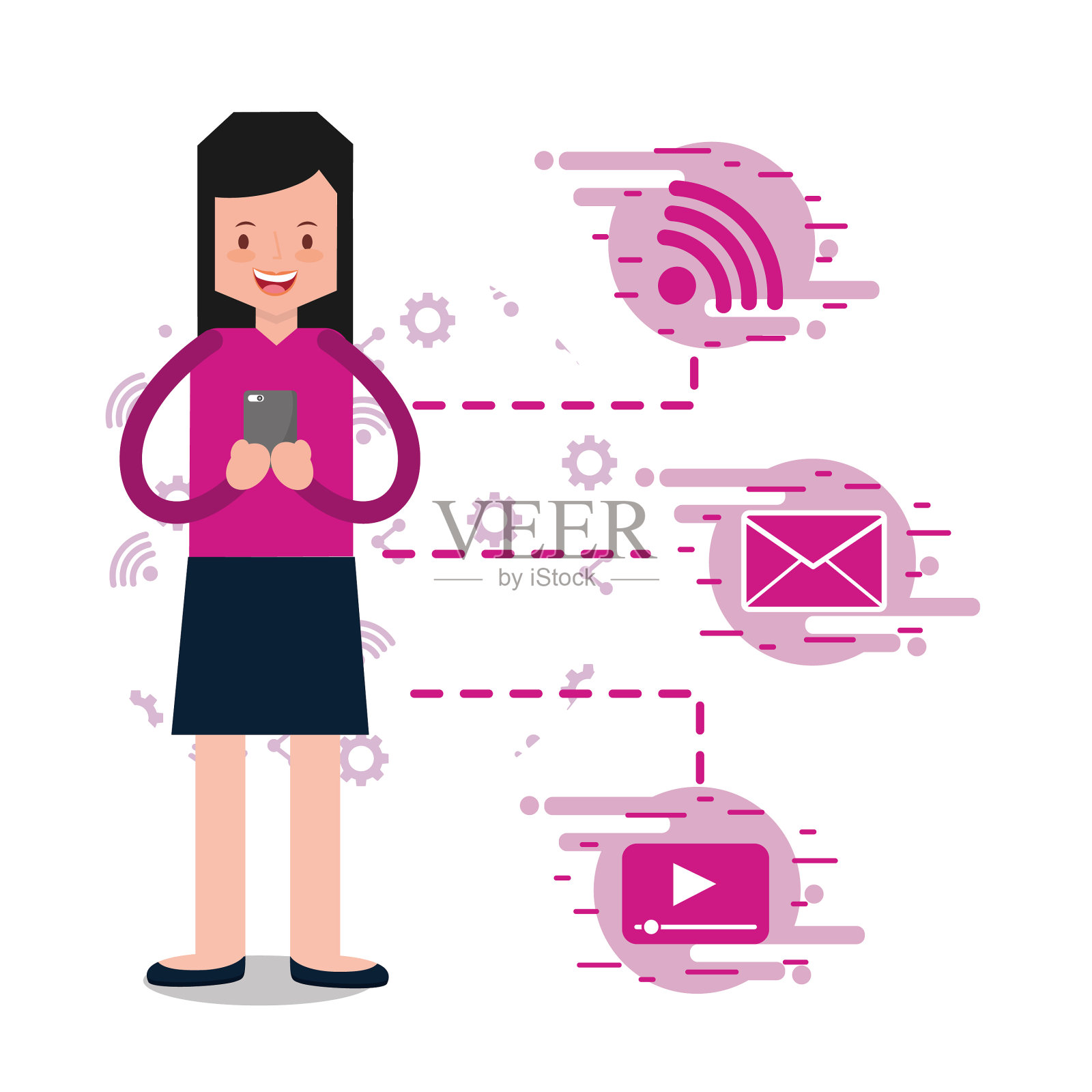 人与智能手机的角色设计元素图片