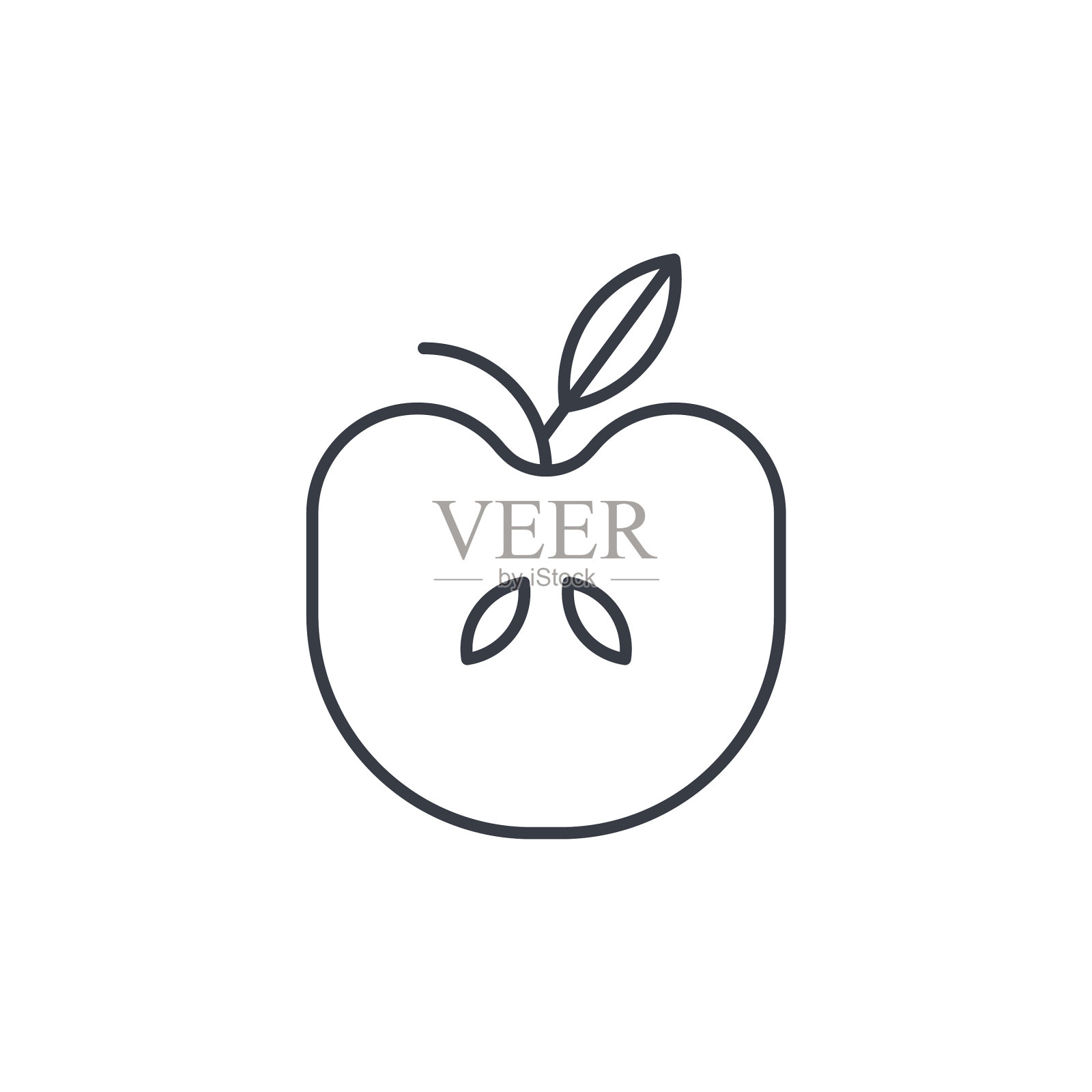 苹果图标用细线表示线性符号设计元素图片