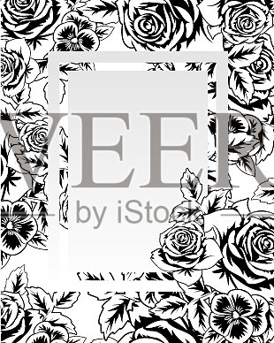 框架用鲜花插画图片素材