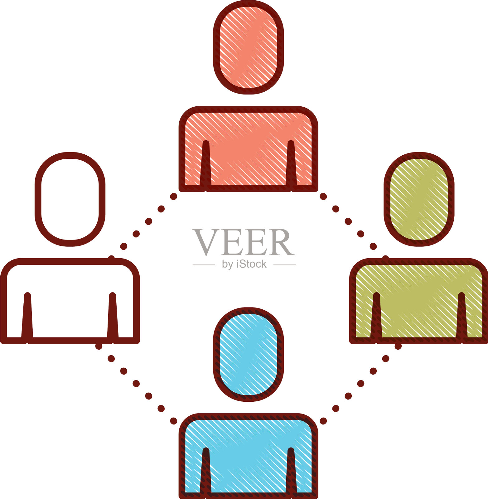 团队合作、团队联系、合作插画图片素材