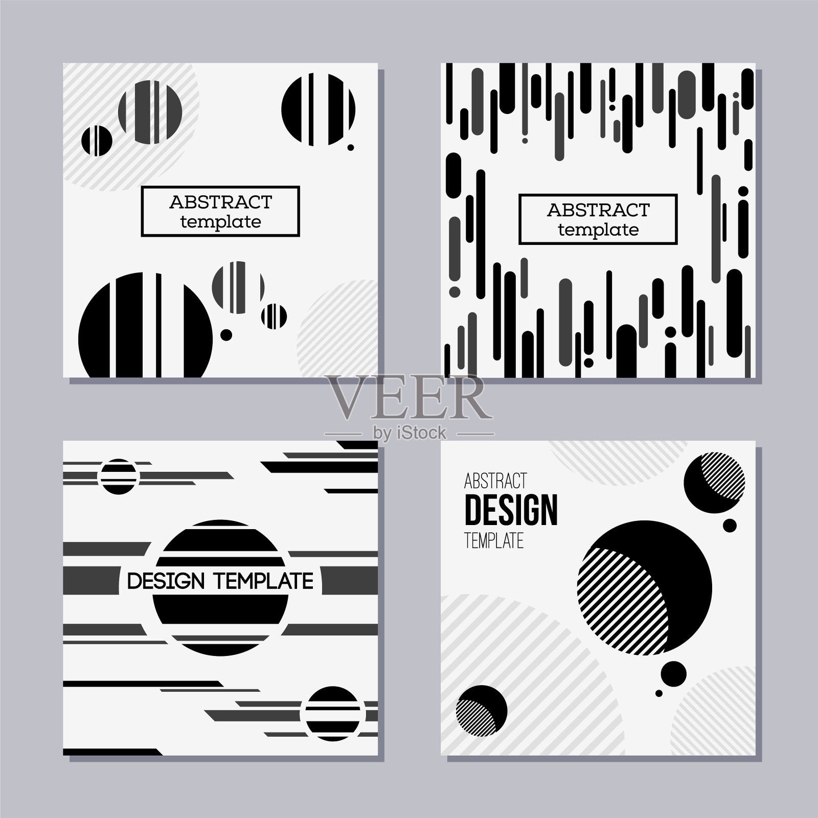 一套时尚的卡片与平面设计插画图片素材