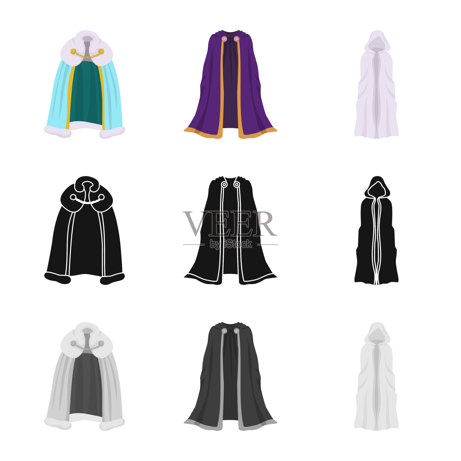 孤立的对象材料和服装标志集图标素材