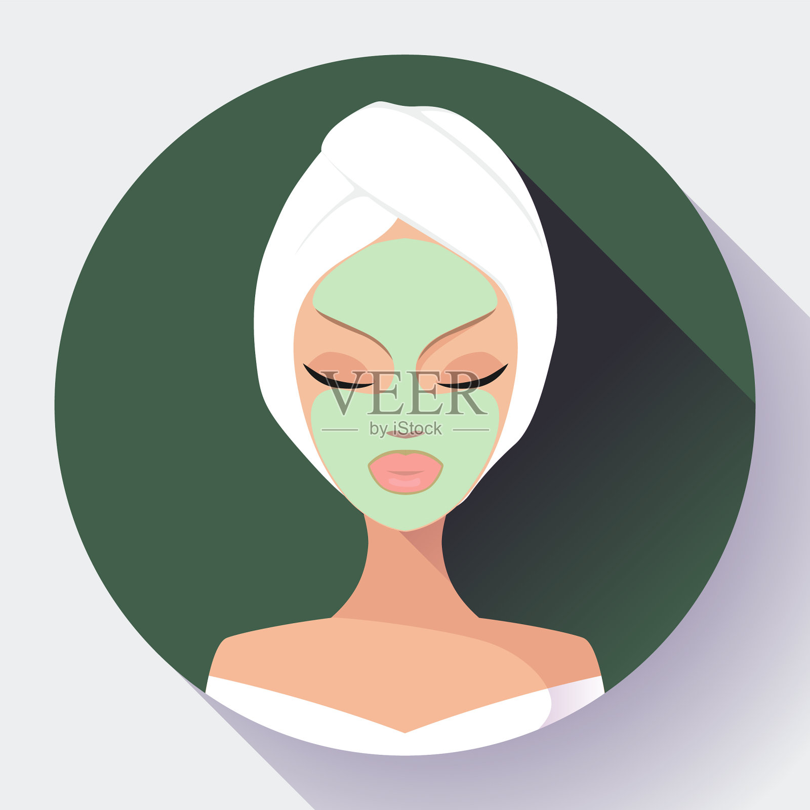 Spa女人敷美容洁面面膜插画图片素材