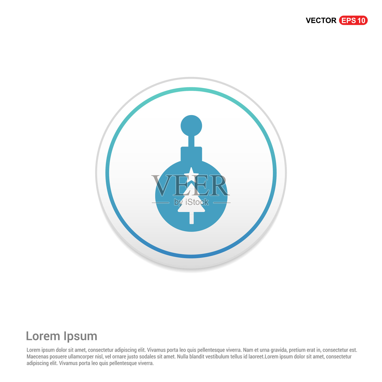 圣诞球图标-白色圆圈按钮插画图片素材