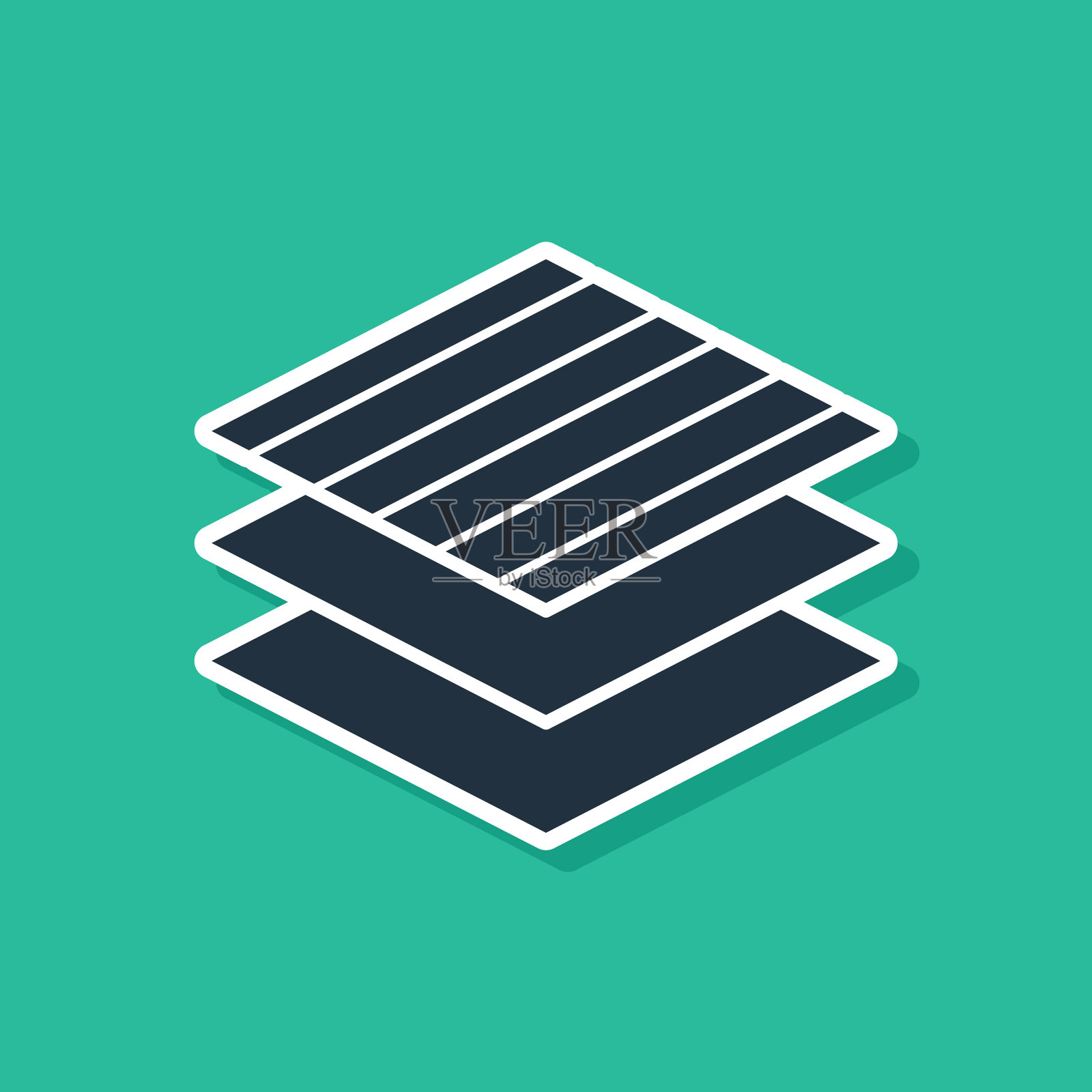 蓝色纺织布卷图标隔离在绿色上插画图片素材