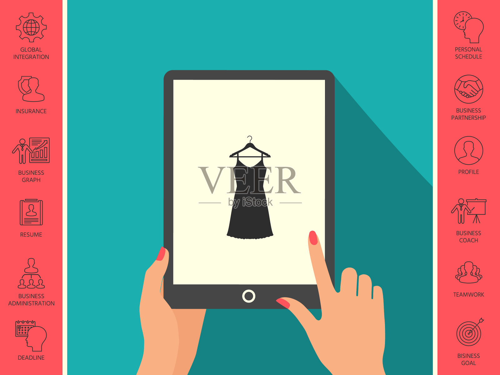 太阳裙晚礼服组合或睡衣上插画图片素材