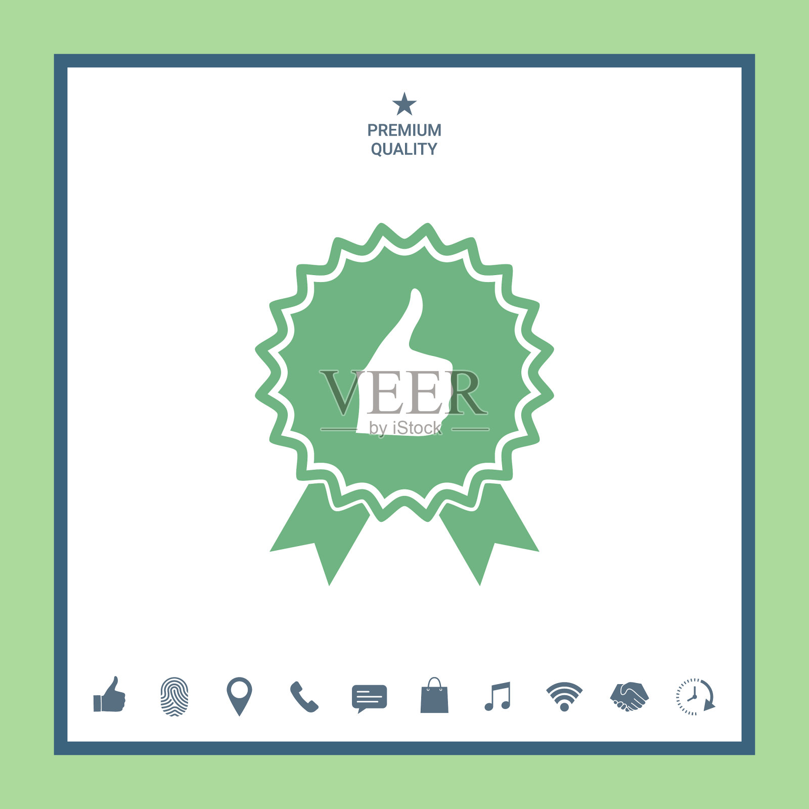 拇指向上的手势-标签上有丝带，拇指向上图标素材