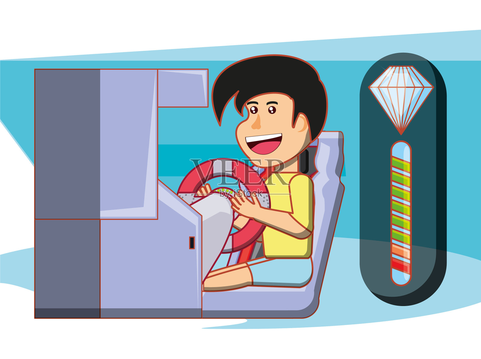 男孩在玩电子游戏机插画图片素材