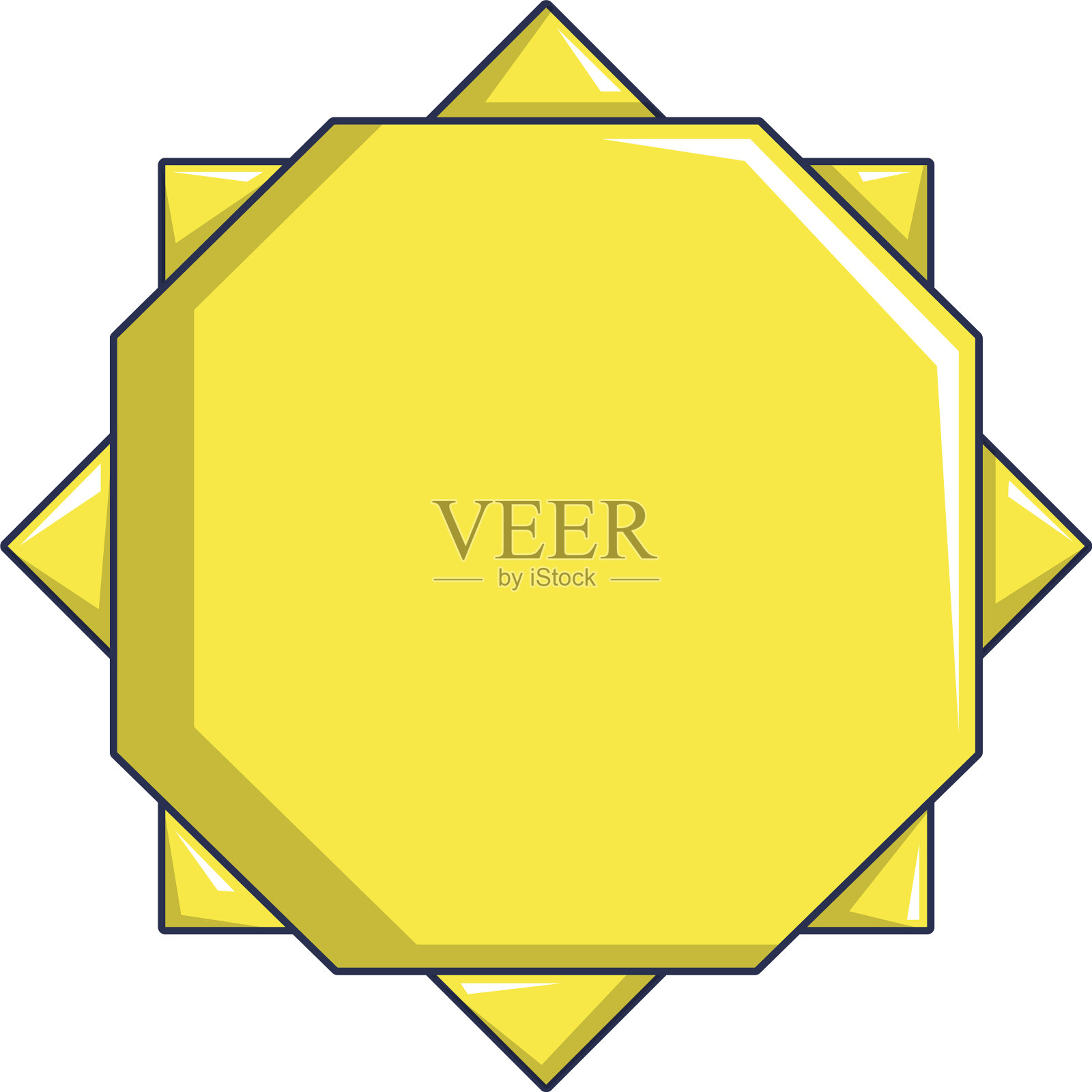 折纸太阳图标卡通风格设计元素图片