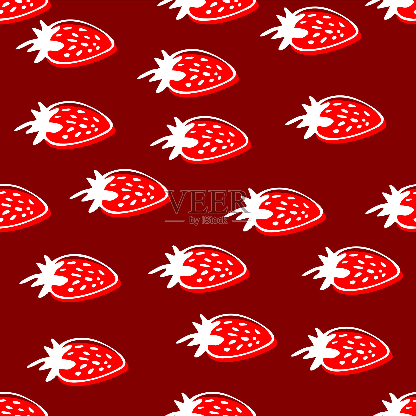 草莓无缝手绘图案插画图片素材