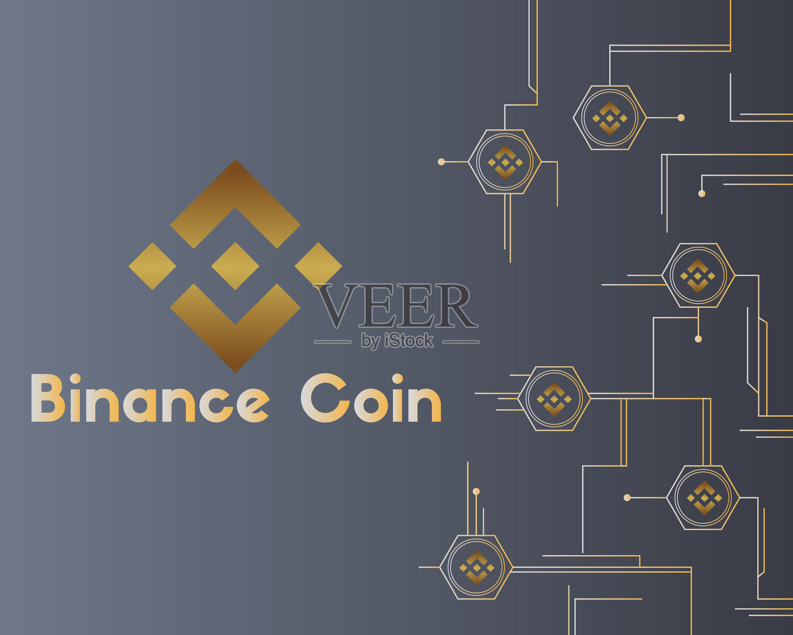 币安币电路式加密货币插画图片素材