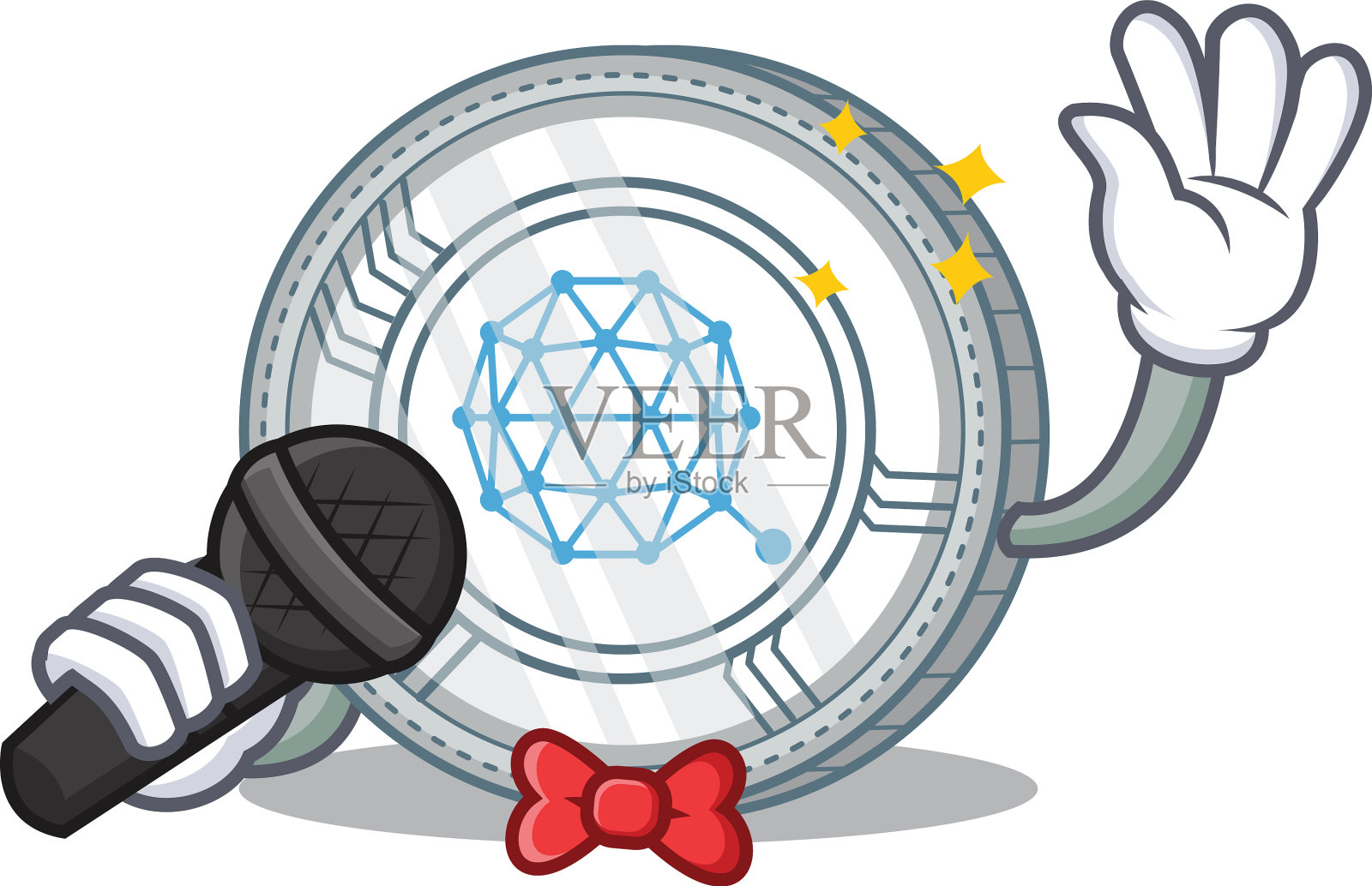 唱qtum币卡通人物插画图片素材