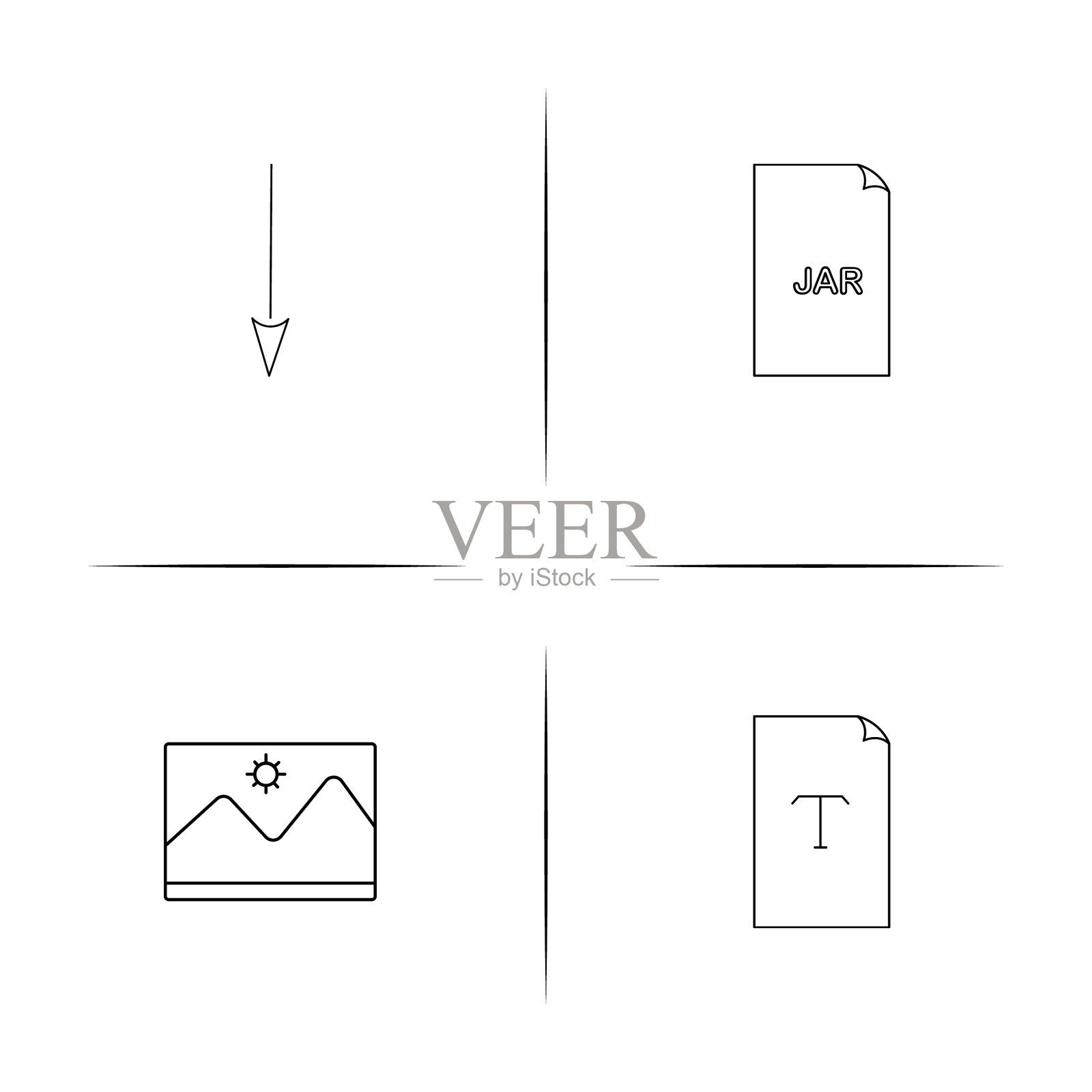 文件和文件夹签名简单的线性图标图标素材