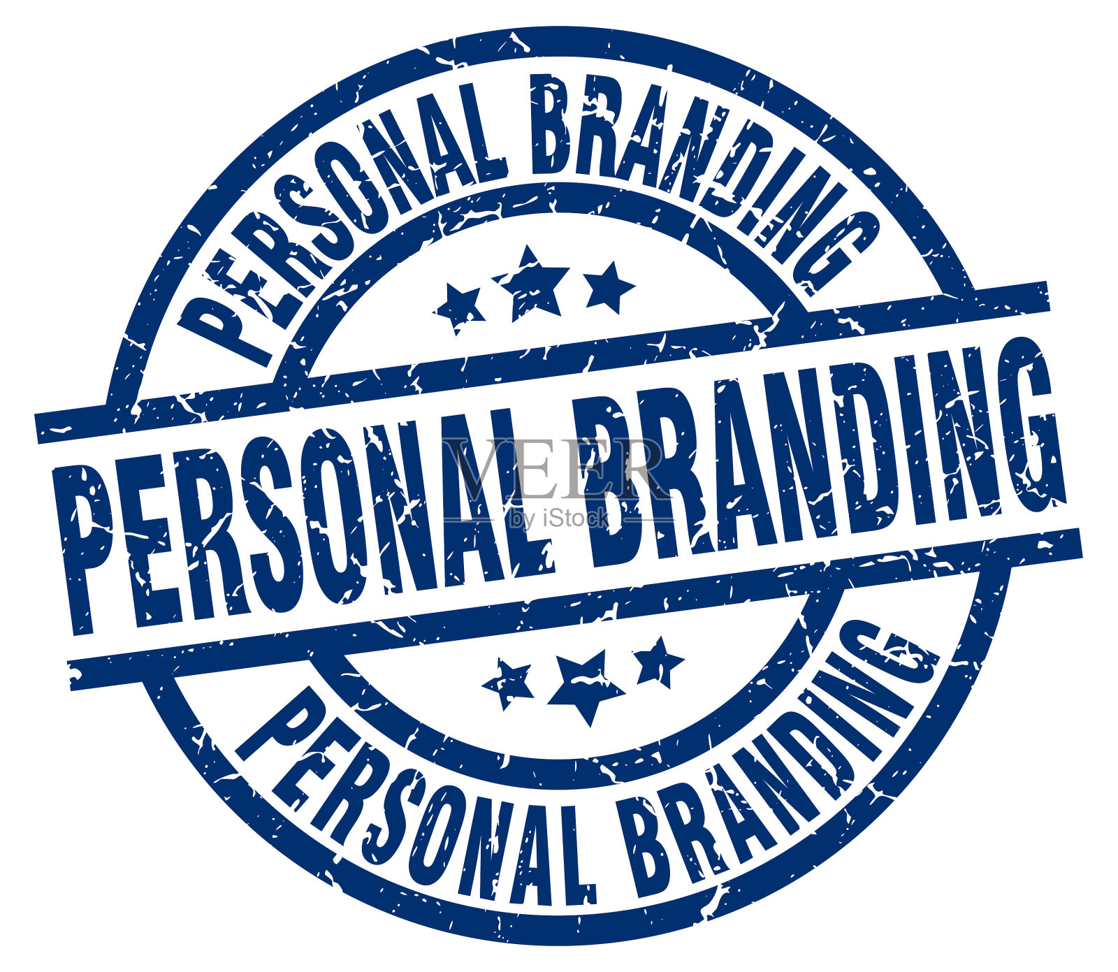 个人品牌蓝色圆形垃圾邮票插画图片素材