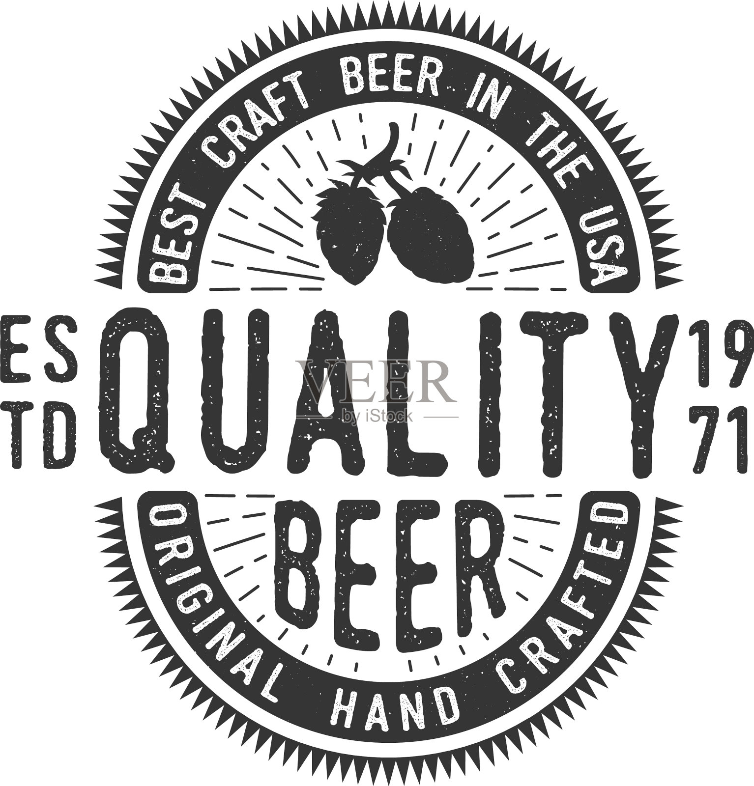 复古单色精酿啤酒标志插画图片素材