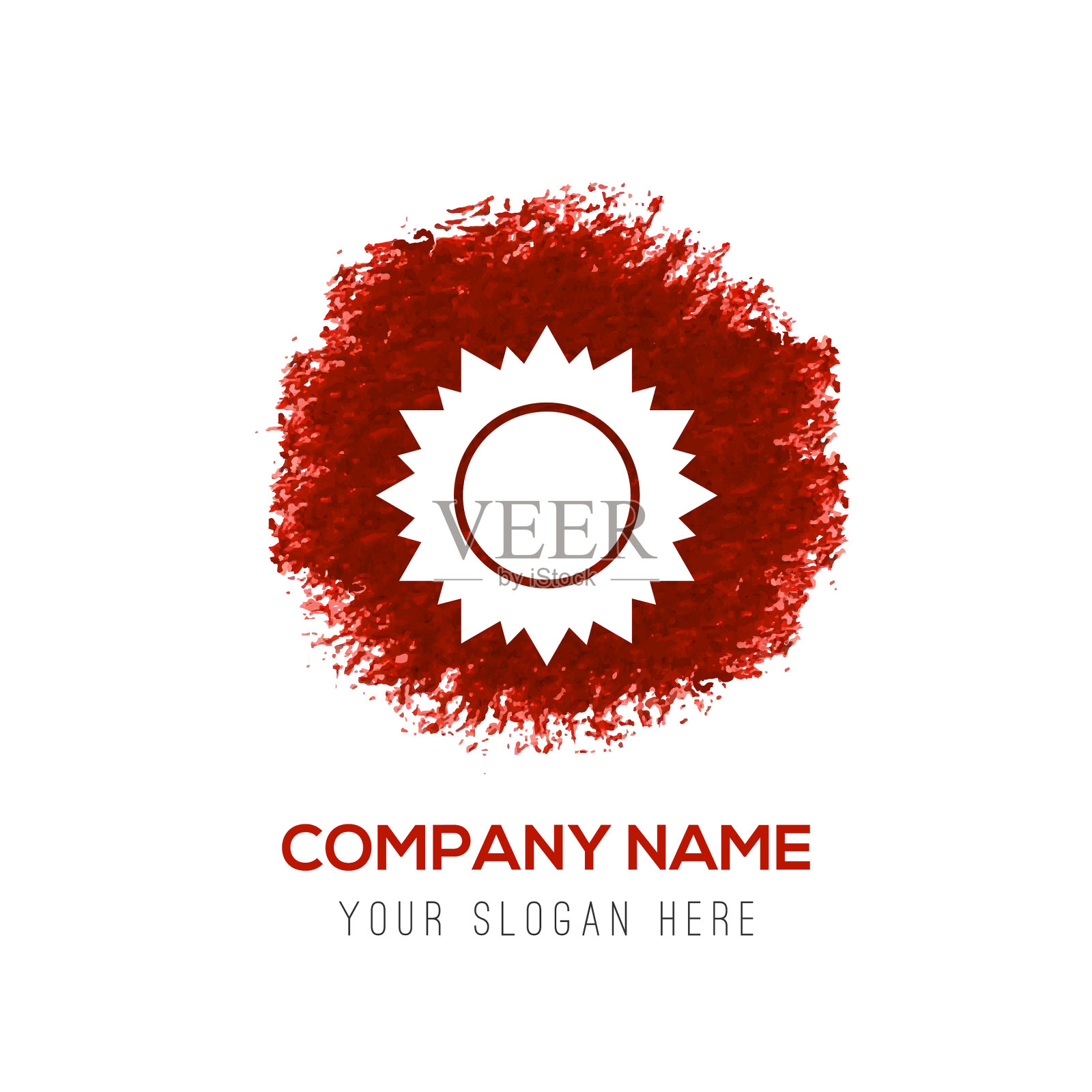 太阳图标-红色水彩圈飞溅插画图片素材