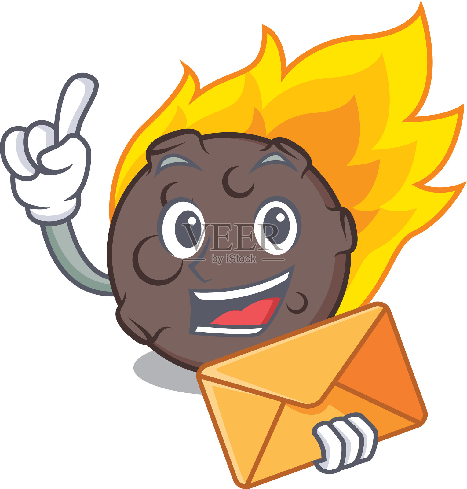 与信封陨石人物卡通风格设计元素图片