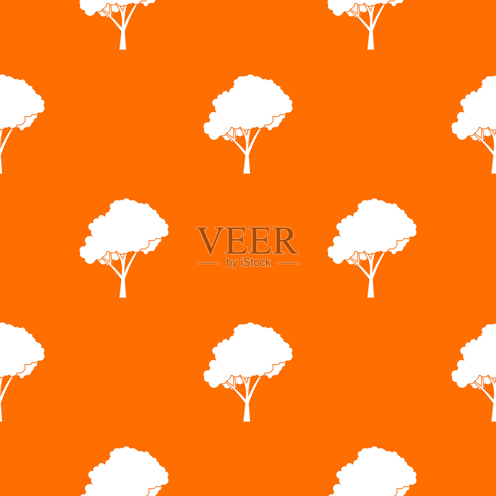 树冠圆润无缝插画图片素材