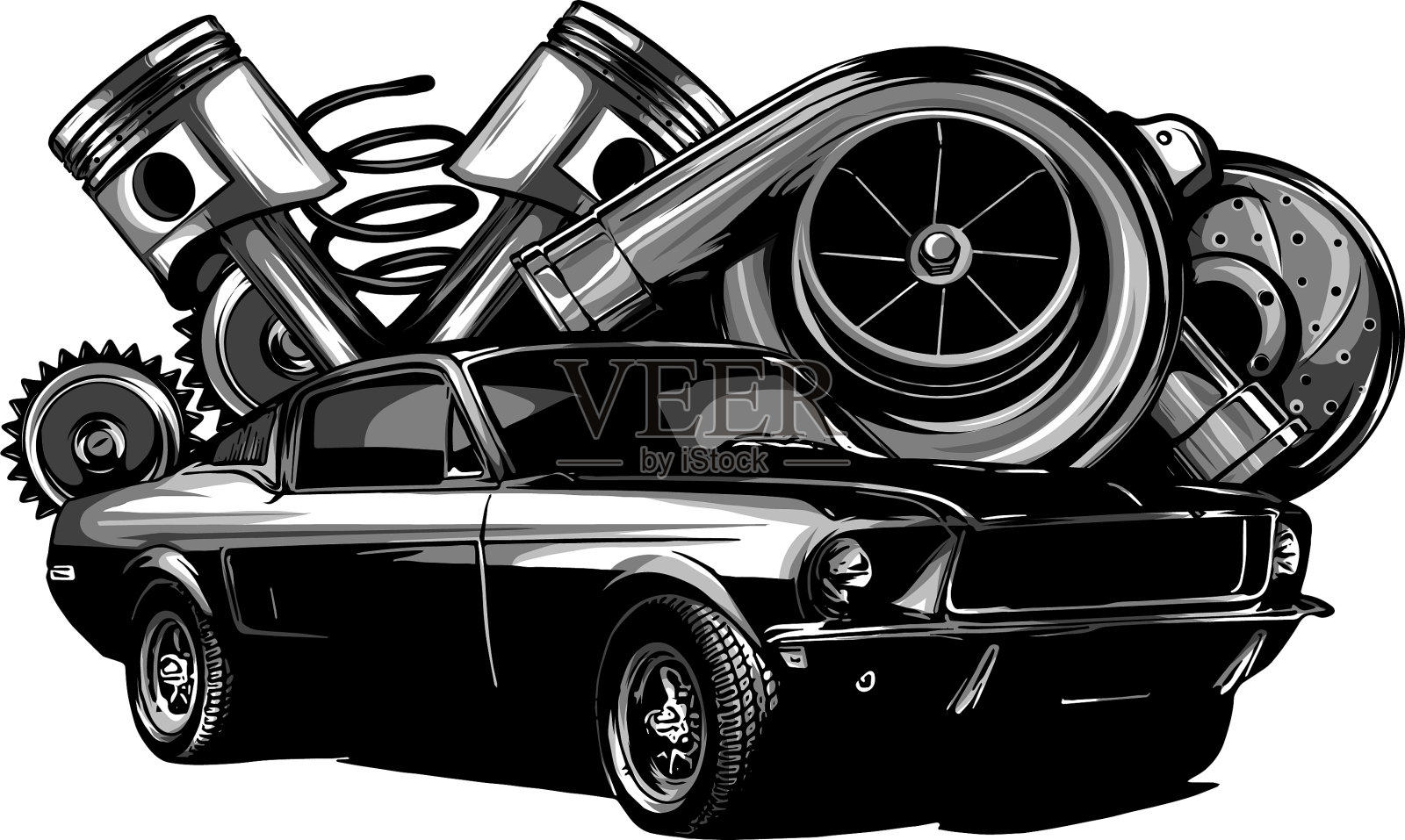 老爷车配件收集与汽车设计元素图片