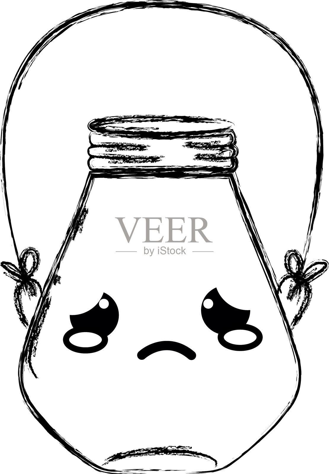 垃圾哭泣的泥瓦匠罐子卡哇伊与电线把手设计元素图片