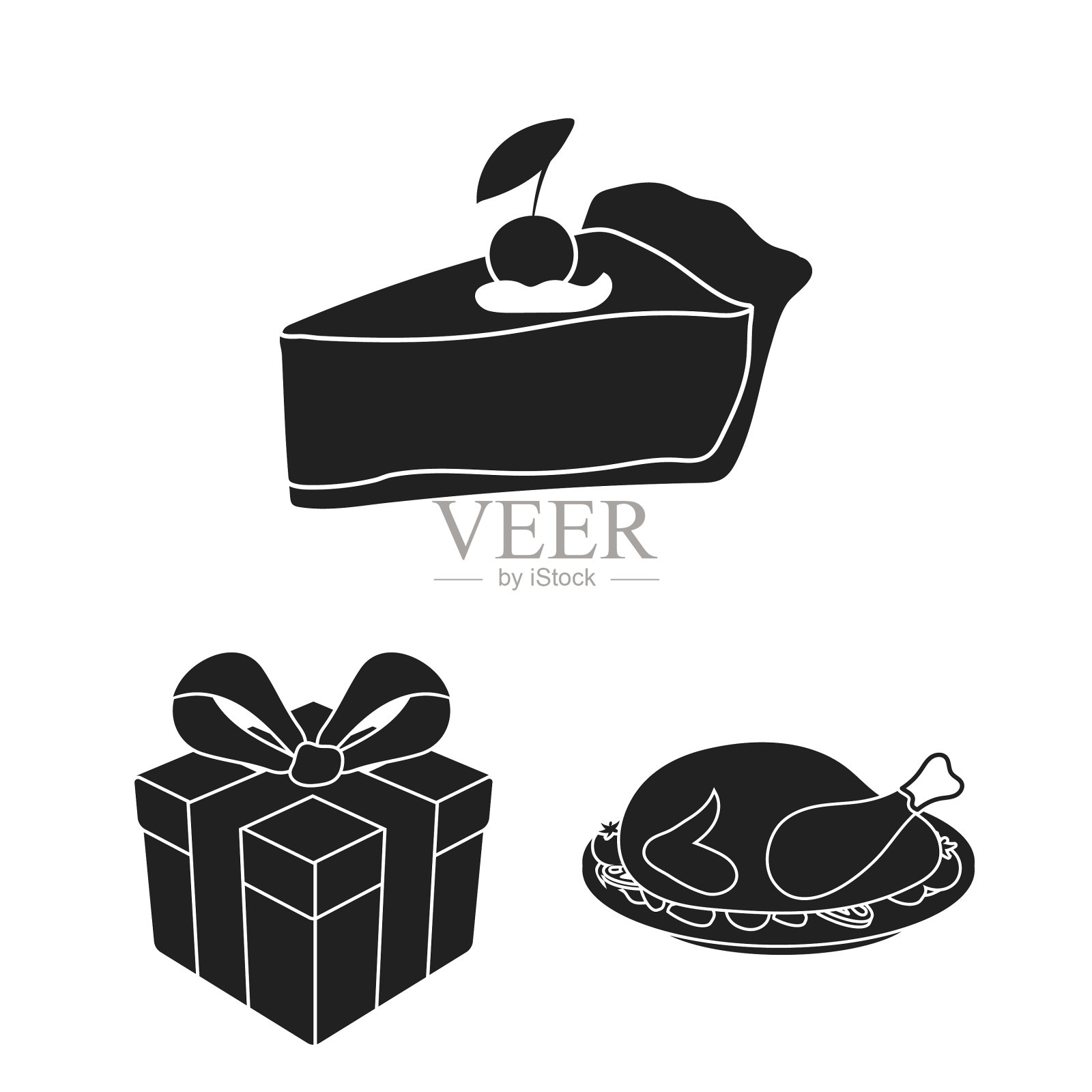 加拿大感恩节黑色图标设置图标素材