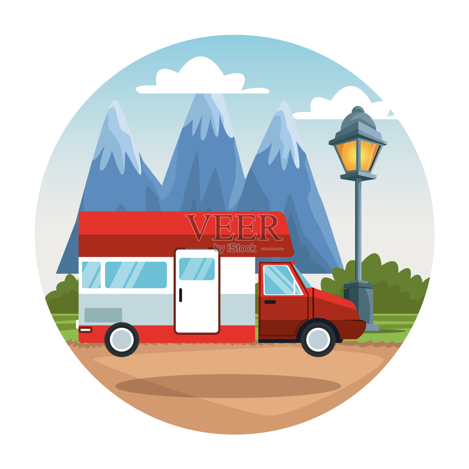 商队在景观插画图片素材