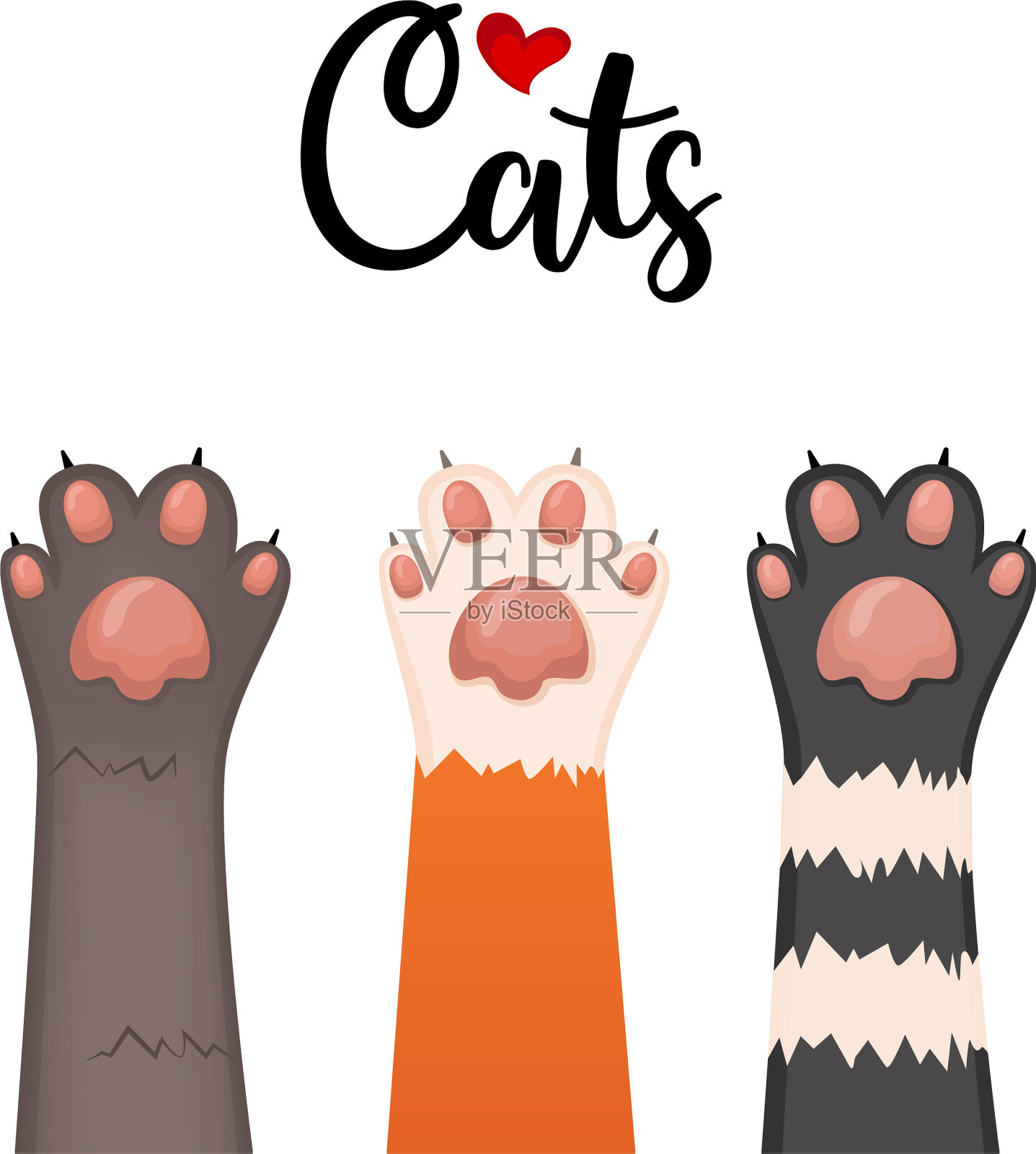 猫背景小猫卡通爪子设置图标素材