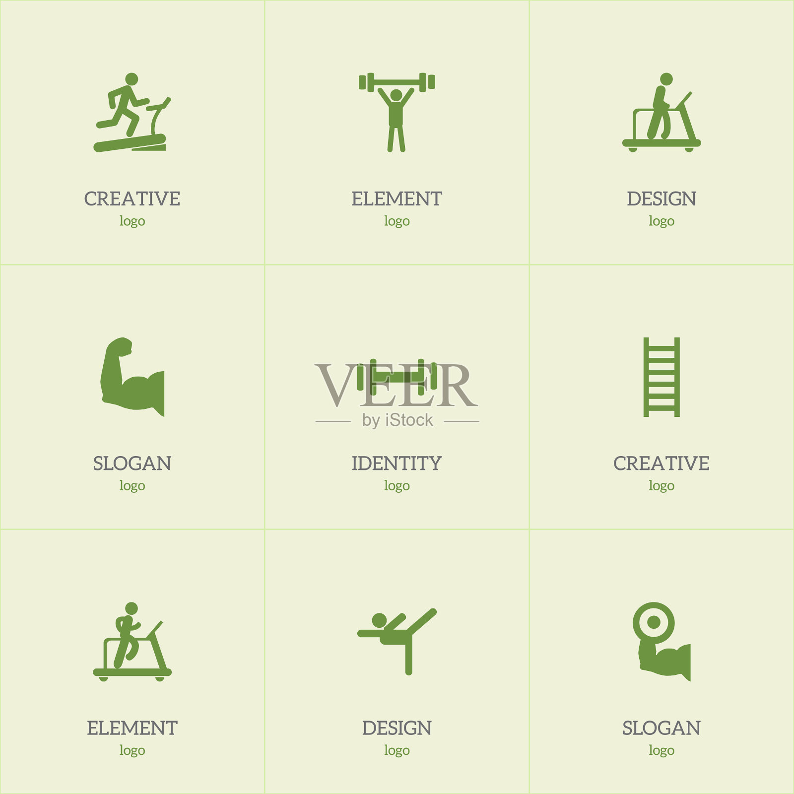 一套9可编辑的训练图标包括符号图标素材
