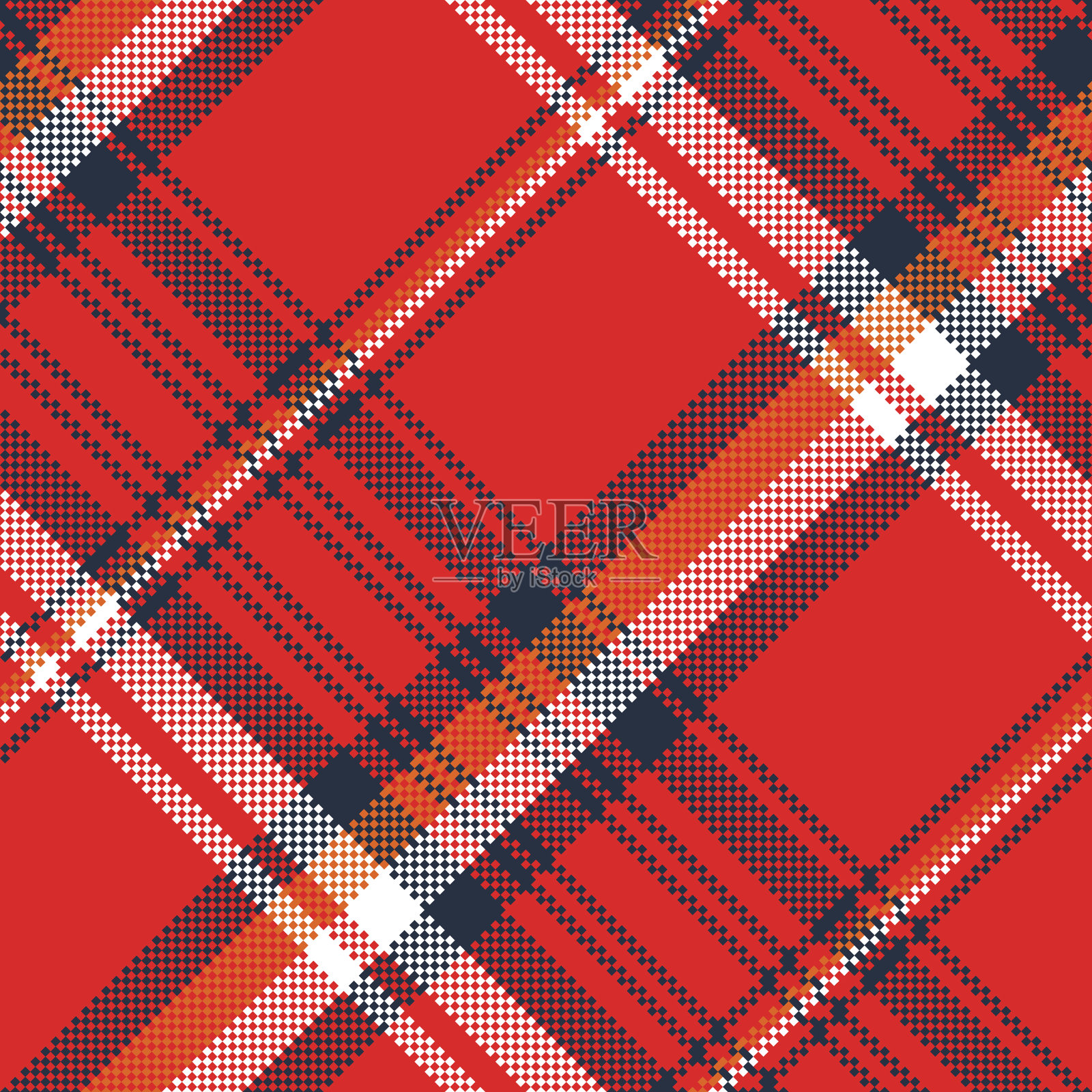 红色格子织物纹理像素无缝图案插画图片素材
