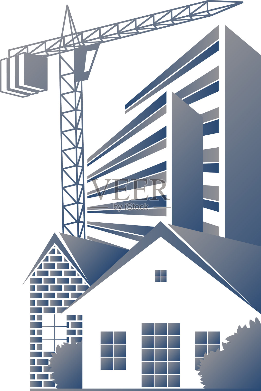 房屋和公寓楼的建造插画图片素材